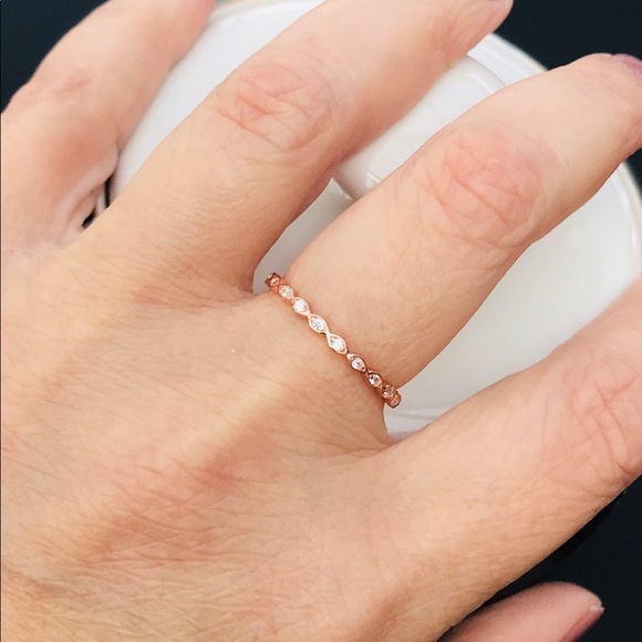 Jewelry - Rose Gold Sterling Silver CZ Stackable Ring